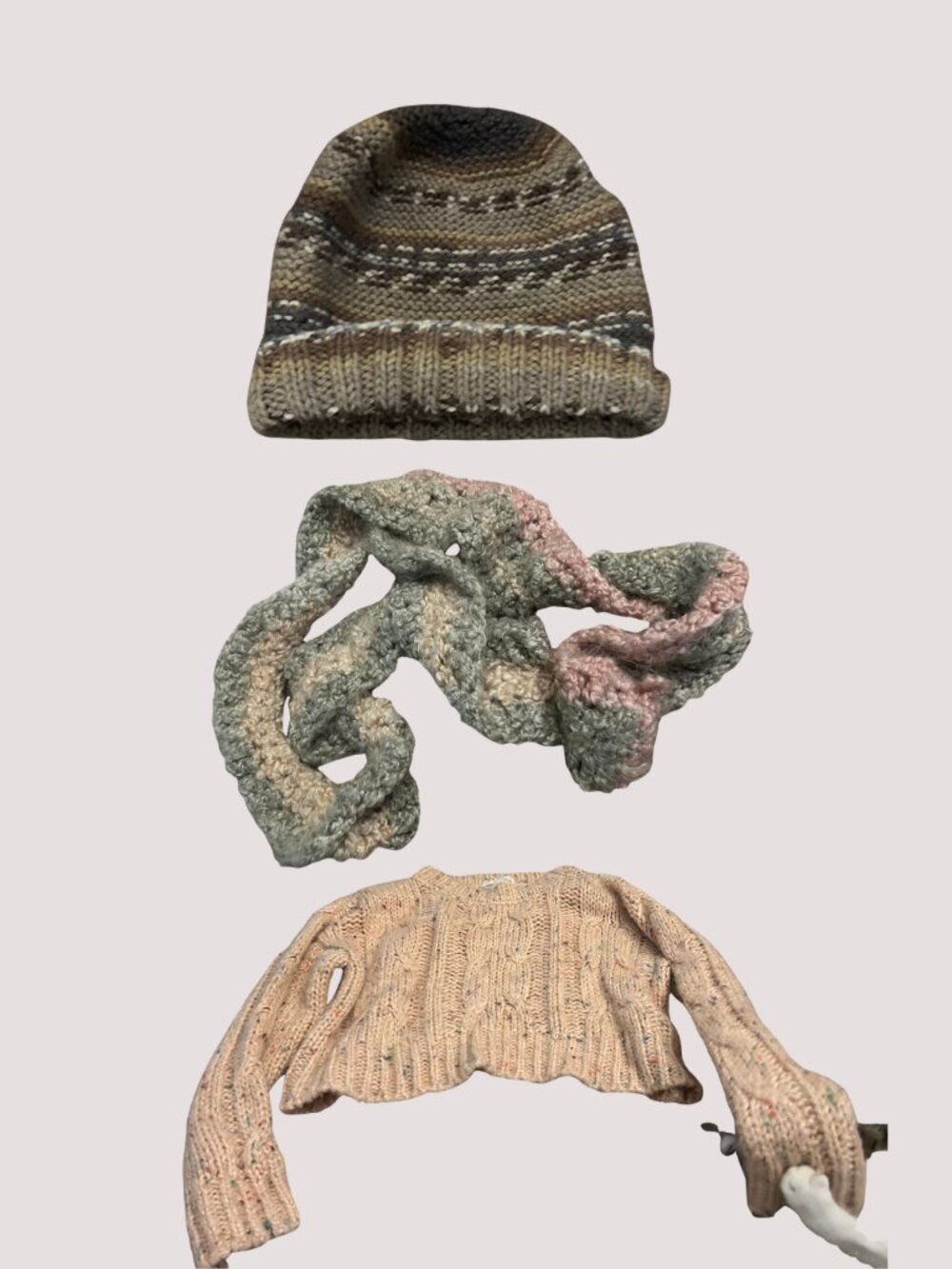 Cozy Bundle: Knitted Sweater, Scarf & Beanie Hat. Perfect cold weather